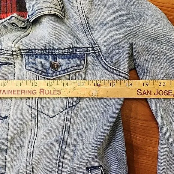 BlackHeart ACID WASH PLAID Partially LINED TRUCKER JACKET SIZE M - Picture 11 of 14